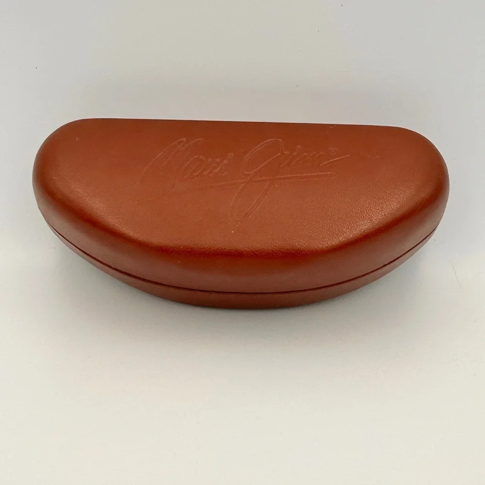 Maui Jim Brown Hard Clamshell Sunglasses Case Textured Faux Leather Logo Case
